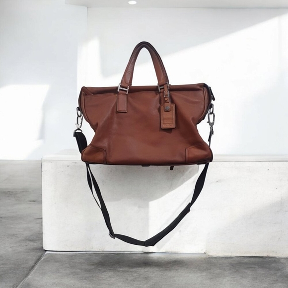 Tumi Beacon Hill Irving Slim Briefs Business Tan Leather Messenger Bag - Picture 2 of 16